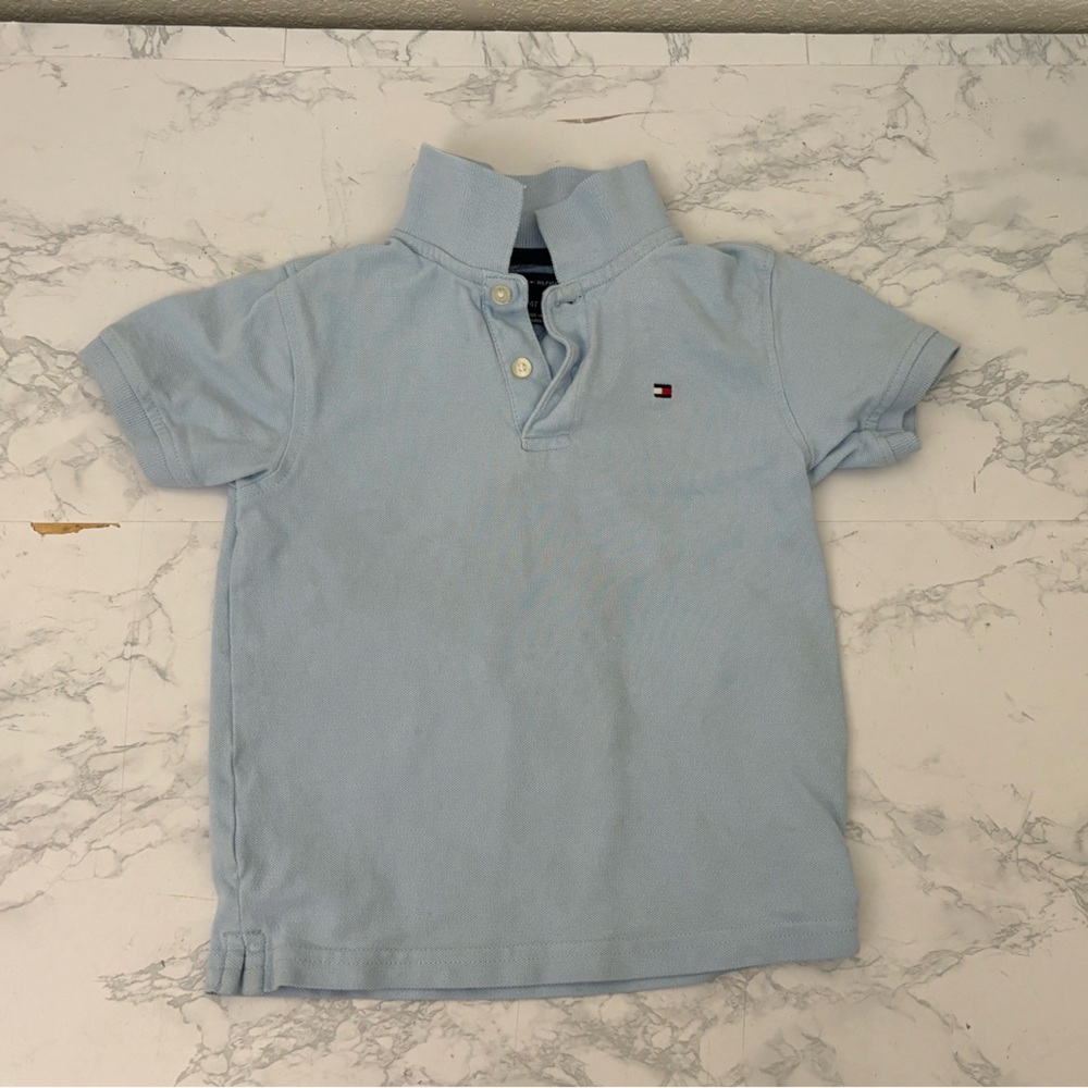 Tommy Hilfiger Toddler  Kids Boys Polo Shirt 4T Light Blue Short Sleeve Shirt​